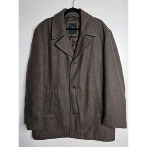 London Fog Men's XL Wool Blend Lapel Collar Coat 3 Button Brown